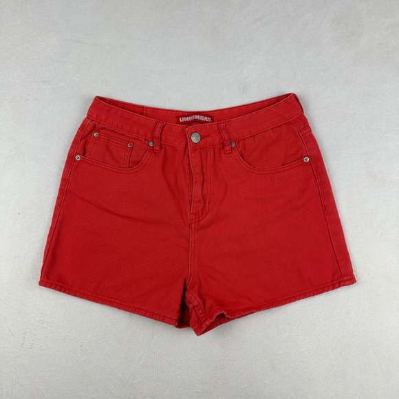 Vintage Unionbay Red High Waisted Denim Shorts Women's Size 9 90s Y2K Cotton - Picture 1 of 13